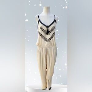 Intropia Womens Jumpsuit Baige Lined  sleeveless Spain   knitting size 34